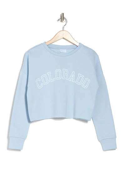 Abound Cropped Graphic Pullover Sweatshirt In Blue Colorado