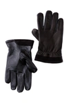 Ugg Faux Fur Lined Captain Pieced Leather Glove In Black