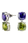 CZ BY KENNETH JAY LANE RHODIUM PLATED CUSHION DOUBLE CUBIC ZIRCONIA POST DANGLE EARRINGS,848179007075