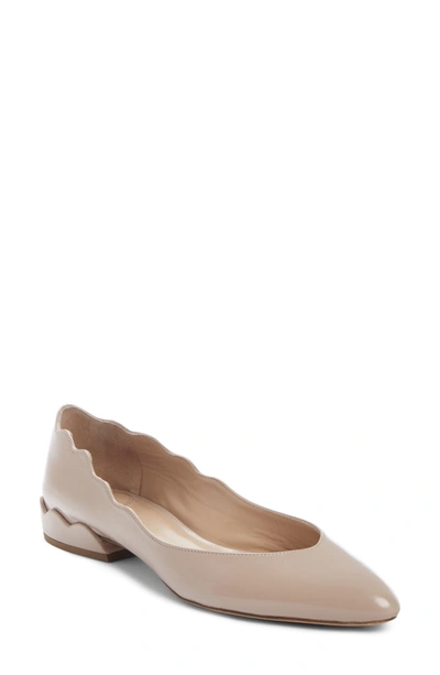 Chloé Laurena Scalloped Flat In Pink Tea