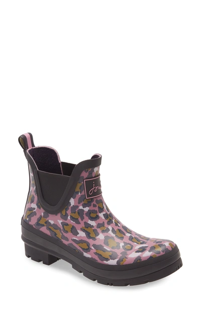 Joules Wellibob Short Rain Boot In Pink Leopard Print