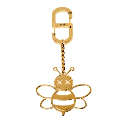 Pre-owned Dior X Kaws Gold Tone Bee Charm Keychain
