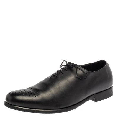 Pre-owned Balmain Black Leather Lace Up Oxfords Size 45