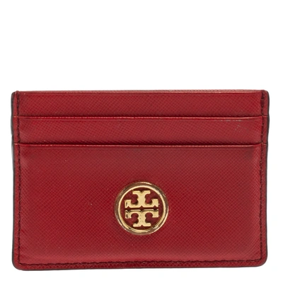 Pre-owned Tory Burch Red Leather Robinson Card Holder