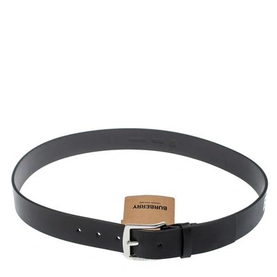 Pre-owned Burberry Black Leather Gray35 Buckle Belt 100cm