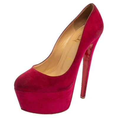 Pre-owned Christian Louboutin Pink Suede Daffodile Platform Pumps Size 37