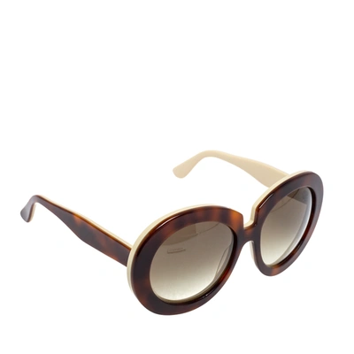 Pre-owned Valentino Ivory & Havana/ Grey Gradient V707s Oversized Sunglasses