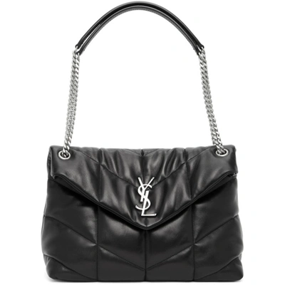 Saint Laurent Black Medium Loulou Puffer Bag In 1000 Black