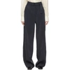 LEMAIRE NAVY SILK LOOSE TROUSERS