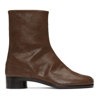 Maison Margiela Tabi Leather Ankle Boots In H8786