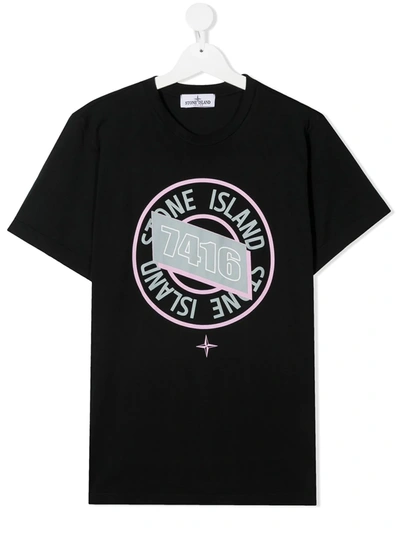 Stone Island Junior Teen 7416 Logo T-shirt In Black