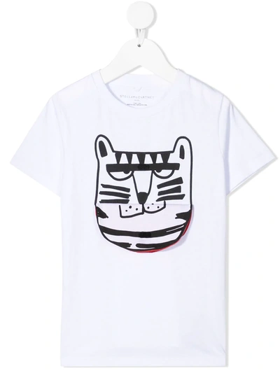 Stella Mccartney Kids' Roar-print Flap T-shirt In White