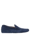 Tod's Streamlined Leather Moccasin Loafers With Pebble Outsole In Dark Blue