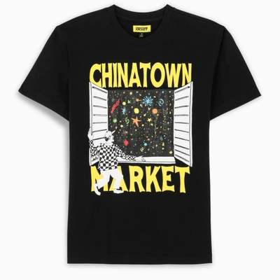 Chinatown Market Black T-shirt With Print And Logo