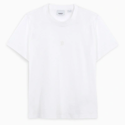 Burberry White T-shirt With Tone-on-tone Logo Embroidery