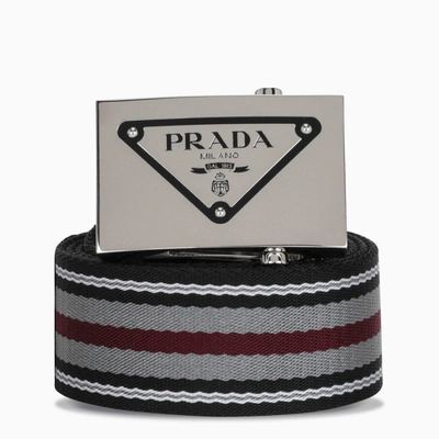 Prada Multicolour Belt With Logoed Buckle In Black