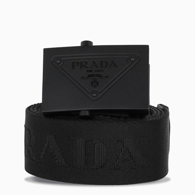 Prada Black Woven Nylon Belt