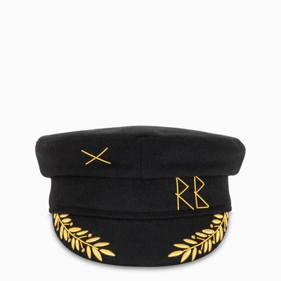 Ruslan Baginskiy Wool Baker Boy Cap With Warcore Embroidery In Black