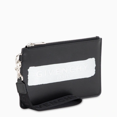 Givenchy Black Mini Pouch With Silver Latex Lettering