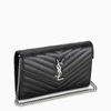 Saint Laurent Black/silver Envelope Wallet Strap In Black