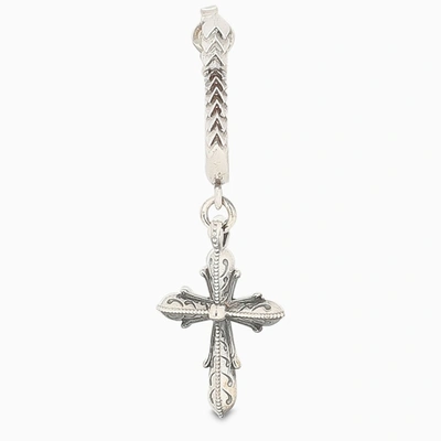 Emanuele Bicocchi Silver Cross Single Earring In Grey