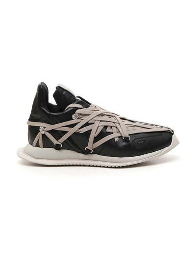 Rick Owens Black & Off-white Megalaced Runner Sneakers In Multicolour