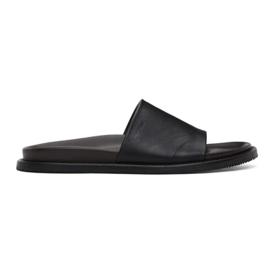 Paul Stuart Palma Leather Slide Sandals In Black