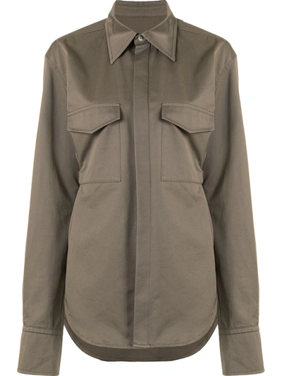 Dion Lee Khaki Belted Utility Shirt In Green