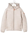Save The Duck Logo-sleeve Padded Jacket In Neutrals