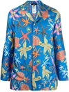 Versace Trésor De La Mer-print Silk Pajama Shirt In 5u020 Blue