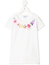 MONNALISA FLORAL-EMBROIDERED T-SHIRT