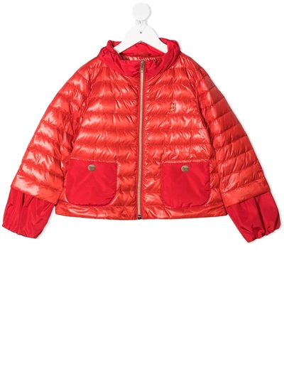 Herno Teen Down-padded Bomber Jacket In Red