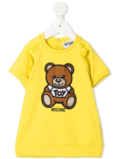 Moschino Babies' Bear-motif Short-sleeved Jersey In Yellow