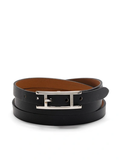 Pre-owned Hermes 2013  Kelly Behapi Double Tour Bracelet In Black