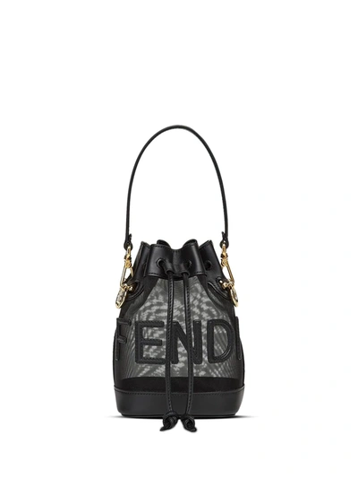 Fendi Black Mesh Mini Mon Tresor Bucket Bag In Noir