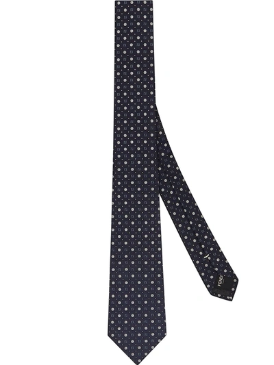 Fendi Micro Logo-print Tie In Blue