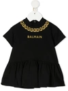BALMAIN CHAIN EMBROIDERY COTTON T-SHIRT DRESS
