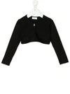 Monnalisa Kids' Cropped Knit Cardigan In Black