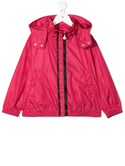 Moncler Kids' Logo Embroidered Hooded Jacket In Ciclamino