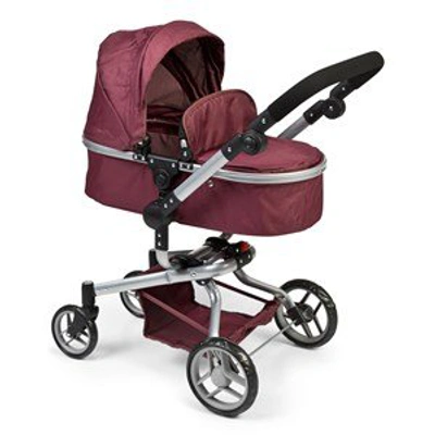 Stoy Burgundy 2-in-1 Doll Stroller In Red