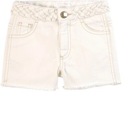 Chloé Kids'  Off White Braided Shorts In Cream