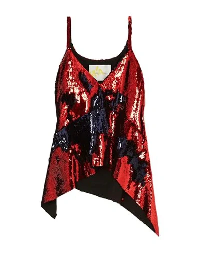 Marques' Almeida Asymmetric Sequined Stretch-crepe Camisole In Red