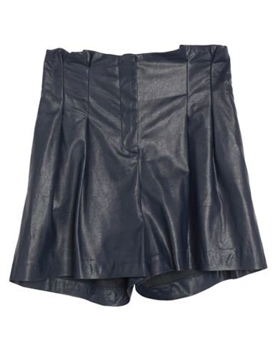 Soallure Woman Shorts & Bermuda Shorts Midnight Blue Size 10 Polyurethane In Blue