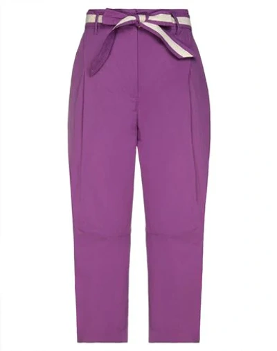 Manila Grace Cropped Pants In Purple