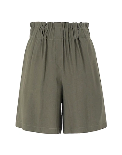 8 By Yoox Woman Shorts & Bermuda Shorts Military Green Size 10 Viscose, Polyester