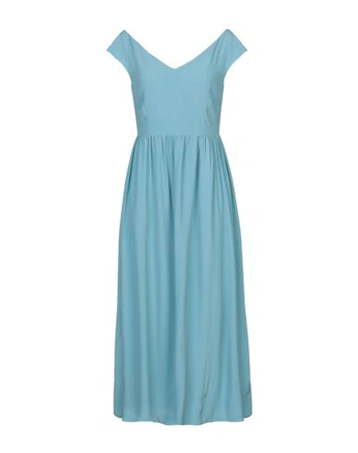 1-one 3/4 Length Dresses In Pastel Blue