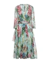 Dolce & Gabbana Crossed Chiffon Midi Dress With Floral Ombre Print In Light Green