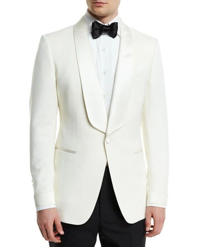 Gucci O'connor Base Satin-lapel Wool/mohair Jacket In Ivory