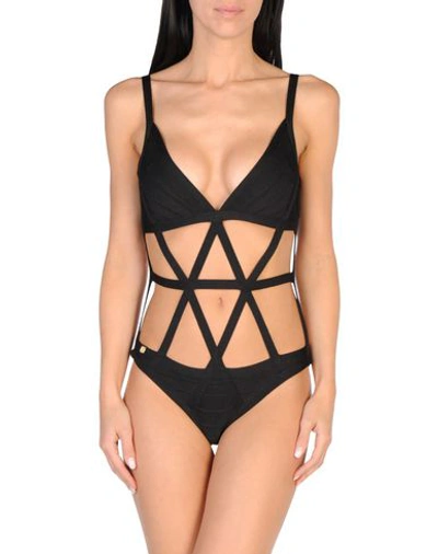 Herve Leger One-piece Swimsuits In Black