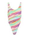 Reina Olga Funky Rainbow-print Open-back Swimsuit In Purple